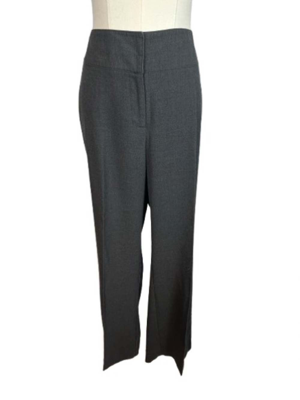 Tailored High-Waist Straight Leg Pants - Charcoal Gray